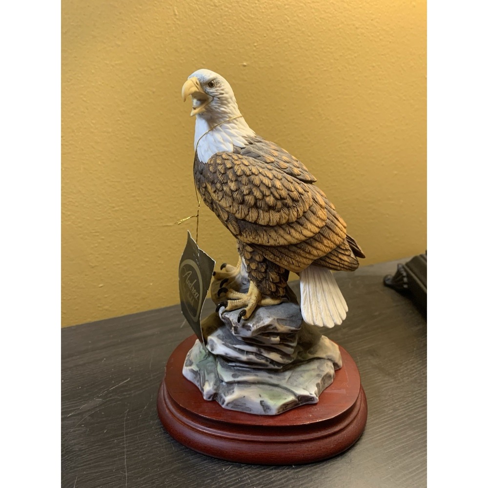 Bald Eagle Open Beak  7" Porcelain Ceramic Figurine Statue Andrea Sadek 9708